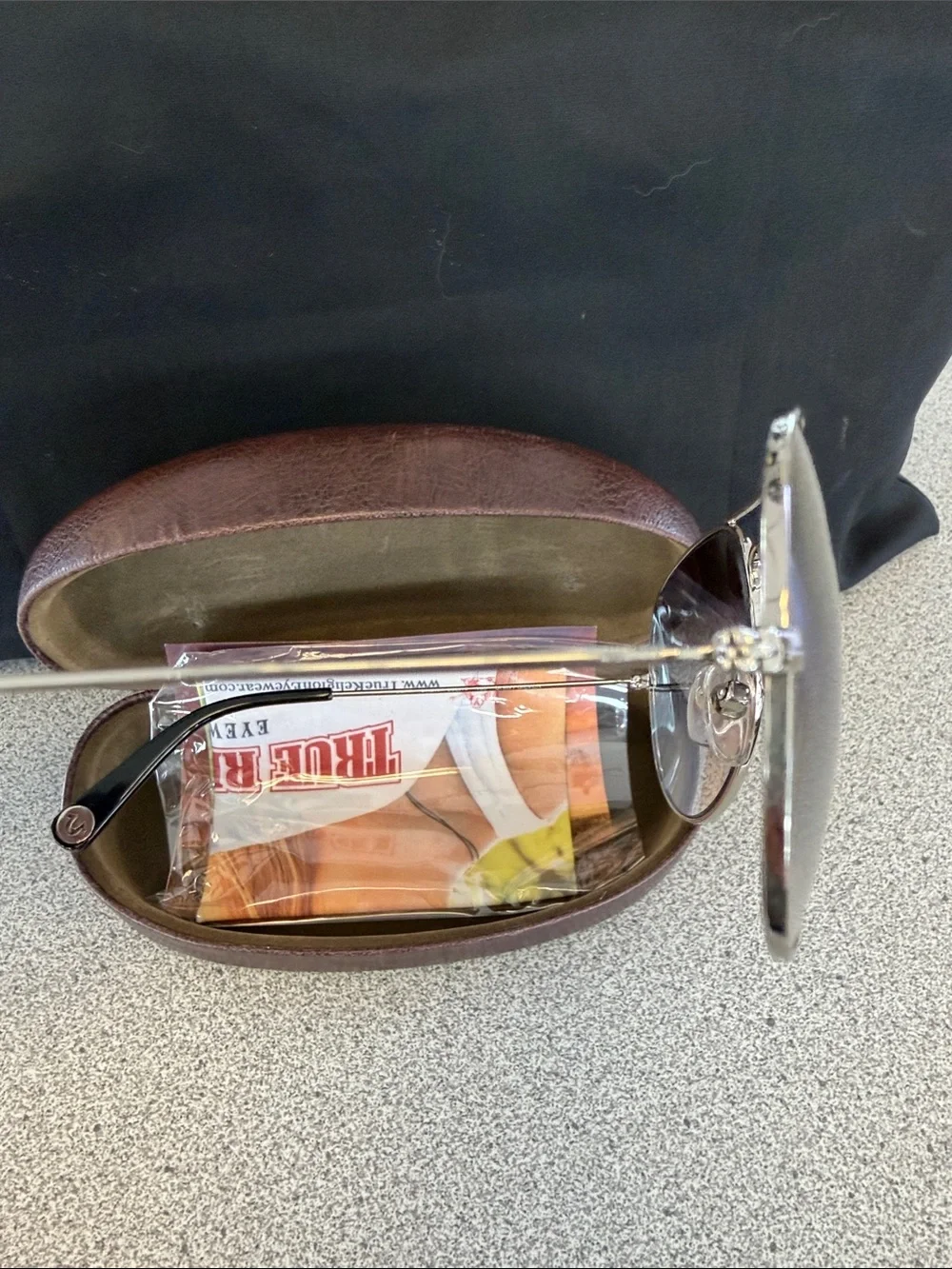 True Religion Silver Aviator Sunglasses with Dark Smoke Lenses